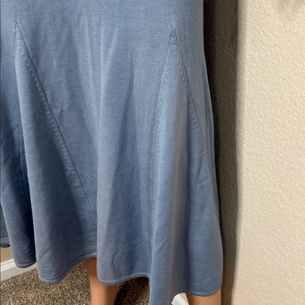Gucci Steel Blue Italian Knit ZAMASPORT midi dress Laine wool SZ M small flaw - Picture 10 of 11
